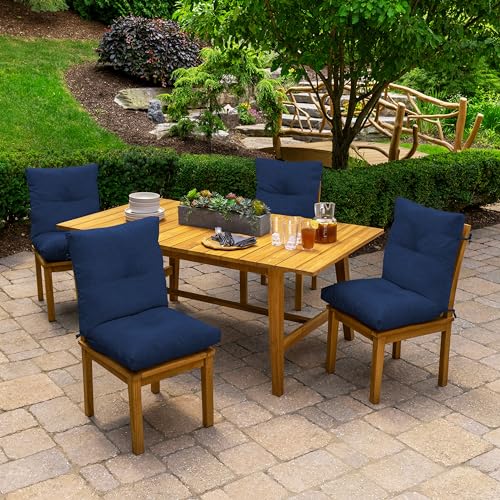 Arden Outdoor Plush Tufted Dining Chair Cushion, 21 x 40, Black Cabana Stripe I23003