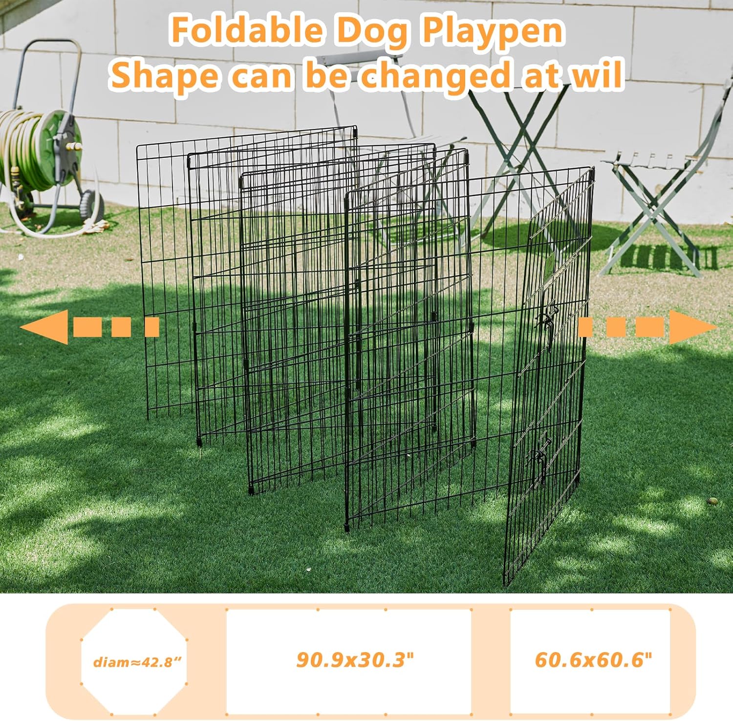 PJYuCien 24" x 36" Foldable Metal Pet Playpen with Door, Bottom Pad R637