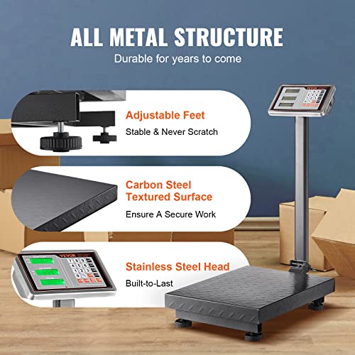 VEVOR Computing Digital Platform Scale 660 lbs Stainless Steel Floor Scale K579796