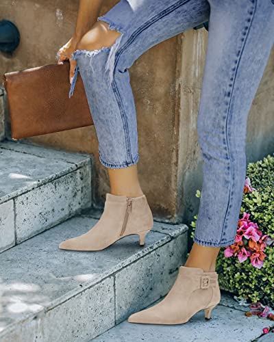 Juliet Holy Women's Pointed Toe Kitten Heel Ankle Boots J255963