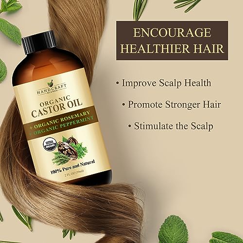 Handcraft Blends Organic Castor Oil with Rosemary and Peppermint Oil, 2 Fl Oz U51465
