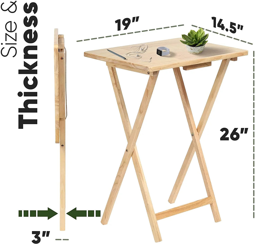 Folding Solid Wood TV Snack Tray Table, 2 Piece Set P279556