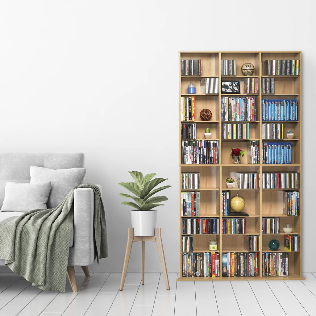 Atlantic Oskar Adjustable Wood Media Storage Bookcase, Maple Y371