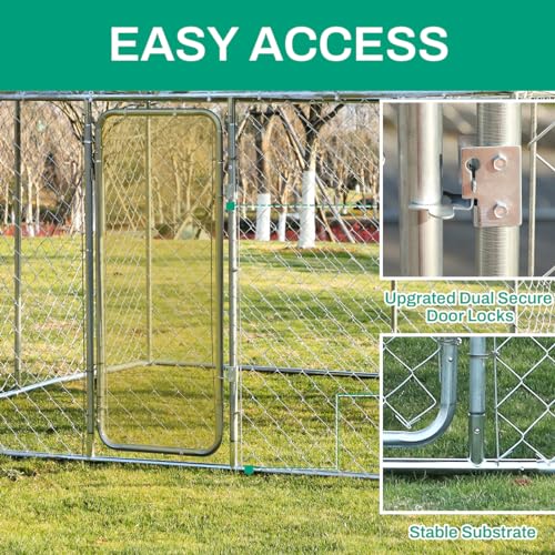 LEISU Outdoor Dog Kennel with Roof, Heavy Duty Chain Link Pet Playpen, 8 x 8 FT P8955