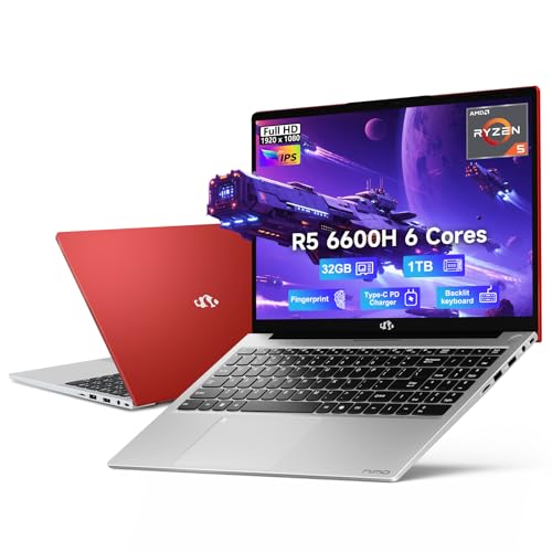 NIMO 15.6" FHD IPS Gaming Laptop, AMD Ryzen 5 6600H, 16GB RAM, 1TB SSD R298468