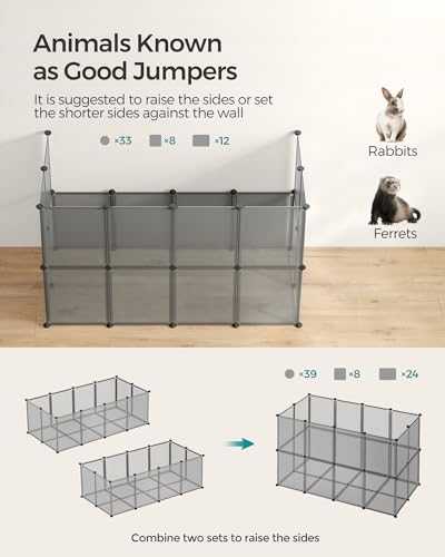 SONGMICS Pet Playpen with Floor, Small Animal Pen, White N29964