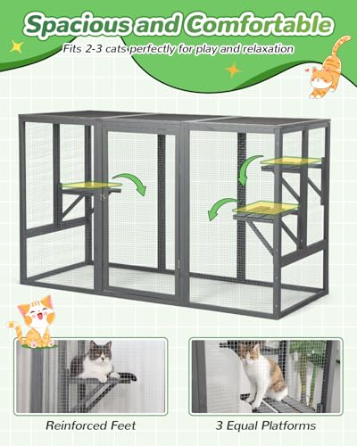Catio Outdoor Cat Enclosure Weatherproof Wooden Grey Q380854