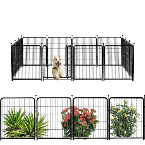 Tall Garden Fence, 32in(H) Dog Fence Outdoor for Yard. 12 Panels Total 27Ft(L) No Dig Fence, Suitable for Indoor or Outdoor Use Play Pens for Puppys, Large Dog Pen, Rabbit Fence for Garden