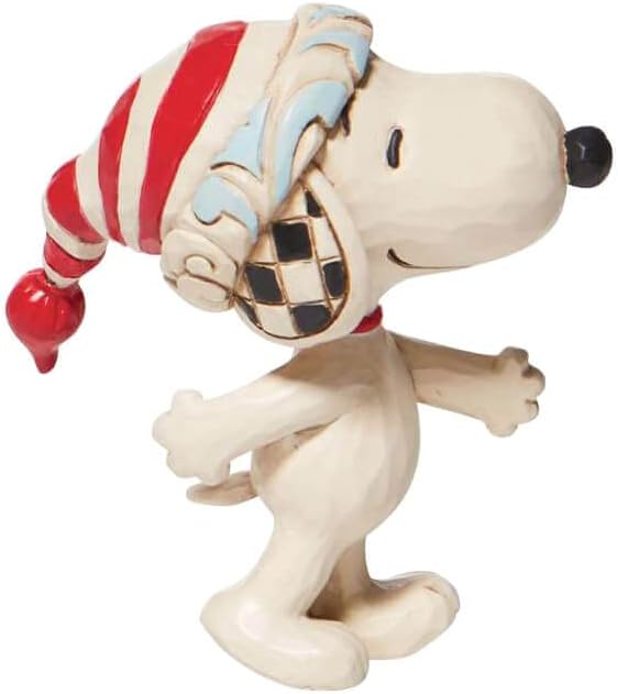 Enesco Peanuts Jim Shore Snoopy Christmas Cap Miniature Figurine, 3 Inch M28270