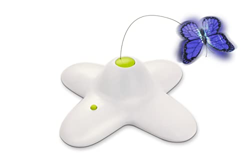 ALL FOR PAWS 2 in 1 Cat Toys Hide-N-Seek Cat Wand Toy Automatic Kitten Flutter Toy with Butterfly Spinner, Cat Moving Feather Toy for Indoor Cats, USB Rechargeable