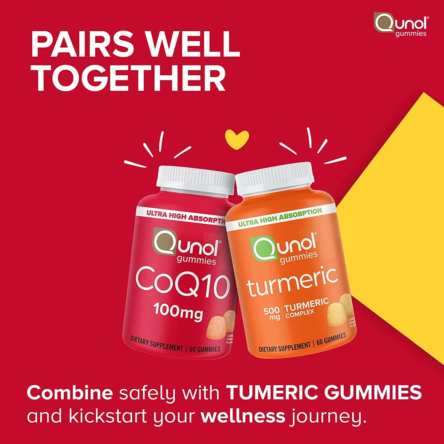 Qunol CoQ10 Gummies, 100mg, Vegan, Gluten Free, 90 Count X91430