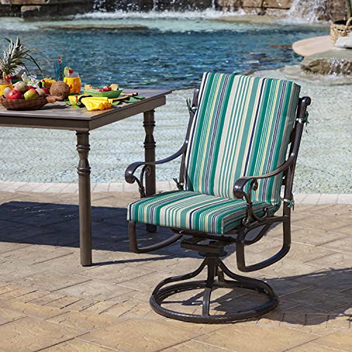 Arden Outdoor Dining Chair Cushion, 20 x 20, Rain-Proof, Peacock Blue Green Texture J4105