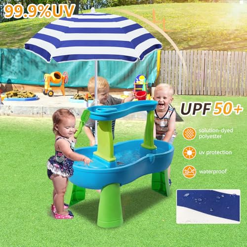 Kids Water Table Cover Outdoor Play Heavy-Duty 600D Waterproof Blue Q47935
