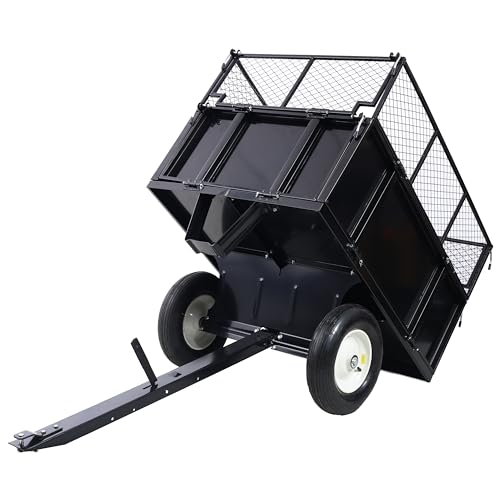 ATV Trailer Steel Dump Cart 750lbs Utility Trailer with Removable Sides B193751