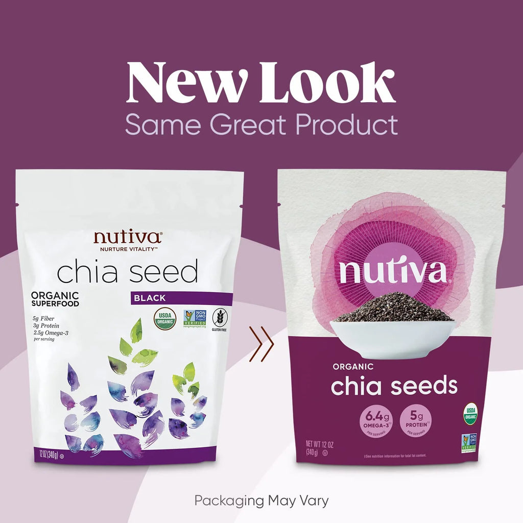 Nutiva Organic Raw Black Chia Seeds, 12 Oz, USDA Organic, Non-GMO, Vegan W5797
