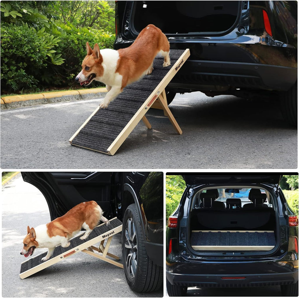 Dog Ramp Wooden Pet Ramp for Small Animals, 43.5" Long with 8 Steps, Folding O3735