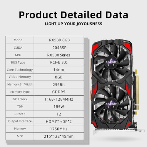 AISURIX RX 580 Graphics Card 8GB GDDR5 256 Bit PCI Express 3.0 U178408