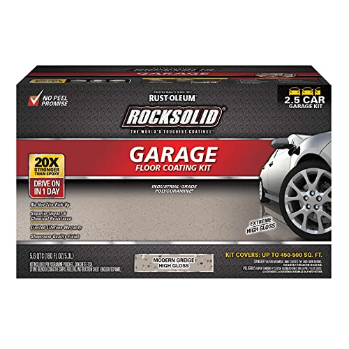 Rust-Oleum RockSolid Polycuramine Garage Floor Coating, 2.5 Car Kit, High Gloss Gray F2688