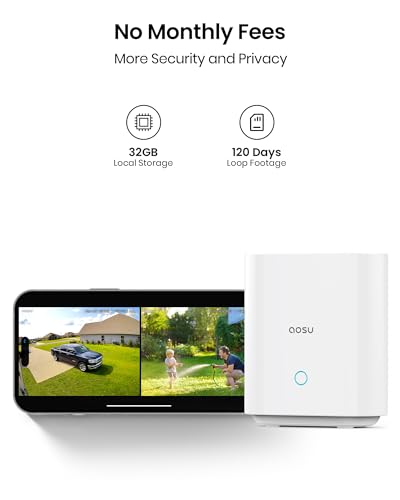 AOSU Security Cameras Wireless Outdoor 5MP 2-Camera Kit with 166° Wide Angle D296066
