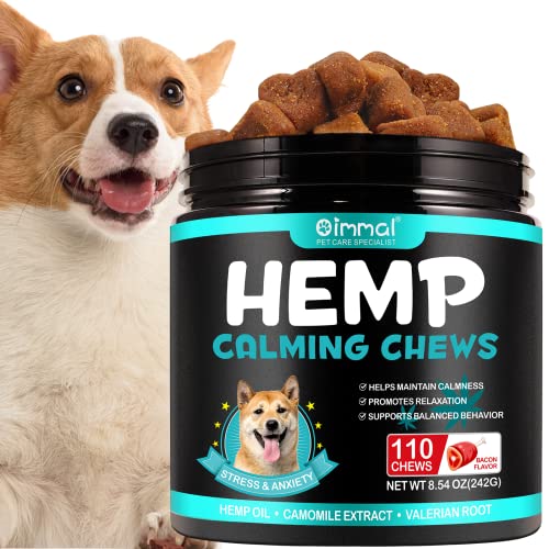 Calming Chews for Dogs, 110 Pet Care Calming Chews for Dogs with Hemp Oil, Dog Anxiety Relief During Thunderstorms, Separation, Delicious Dog Calming Treats for Dog Stress (Chicken)