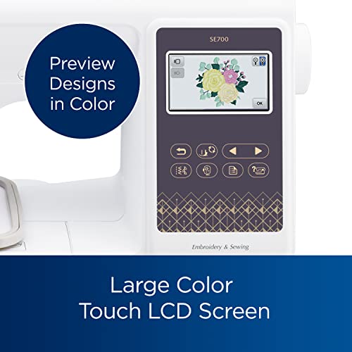 Brother SE700 Sewing and Embroidery Machine, Wireless LAN, 4" x 4" Hoop, White A786