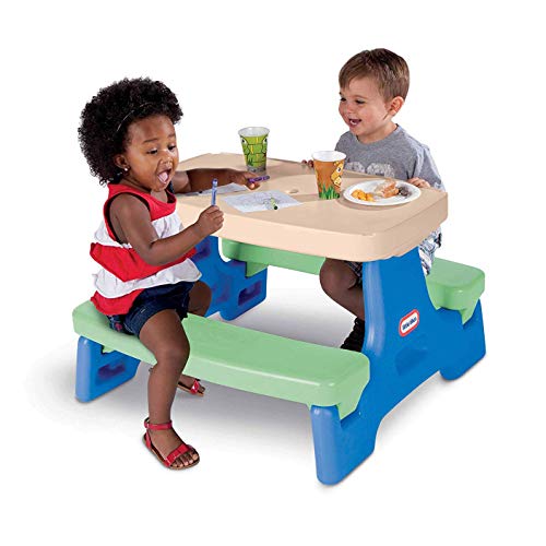 Little Tikes Easy Store Jr. Kid Picnic Play Table, Blue/Green I183658