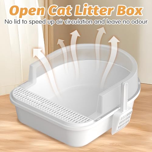 BNOSDM Large Sifting Cat Litter Box with High Sides and Scoop (Grey) Y6414