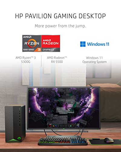 HP Pavilion Gaming Desktop, AMD Ryzen 5 5600G, RX5500 4GB, 8GB RAM, 256GB SSD N734
