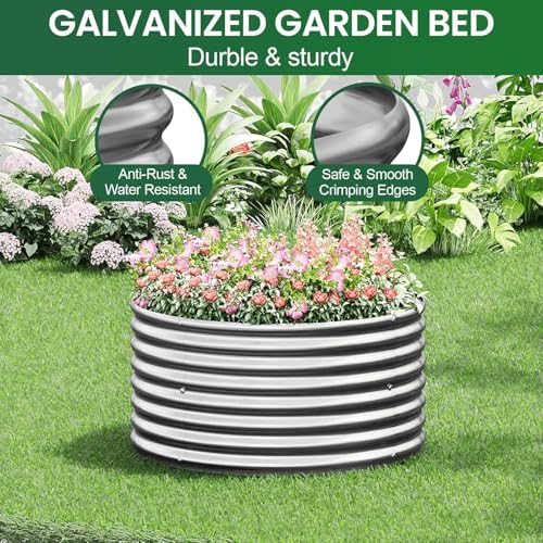 4 Pack 3x3FT Round Galvanized Raised Garden Bed for Vegetables Q3134