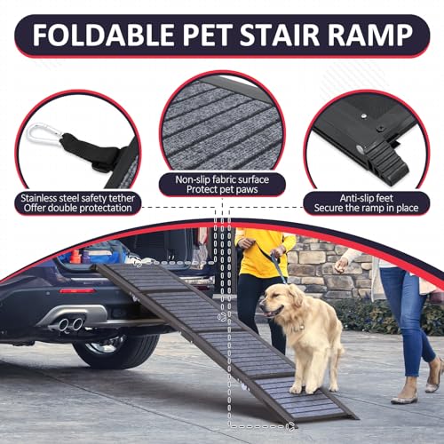 PENSUN Dog Ramp for Car, 67" Foldable Pet Ramp with Non-Slip Surface for Medium & Large Dogs A525