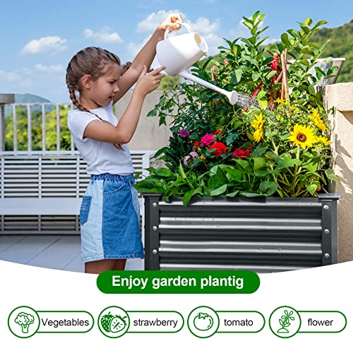 Land Guard Galvanized Raised Garden Bed with Legs, 48×24×32in Metal Elevated Planter Box Z11926