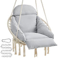 SONGMICS Hanging Chair with Large Thick Cushion, Boho Swing Chair, Cream White C225966