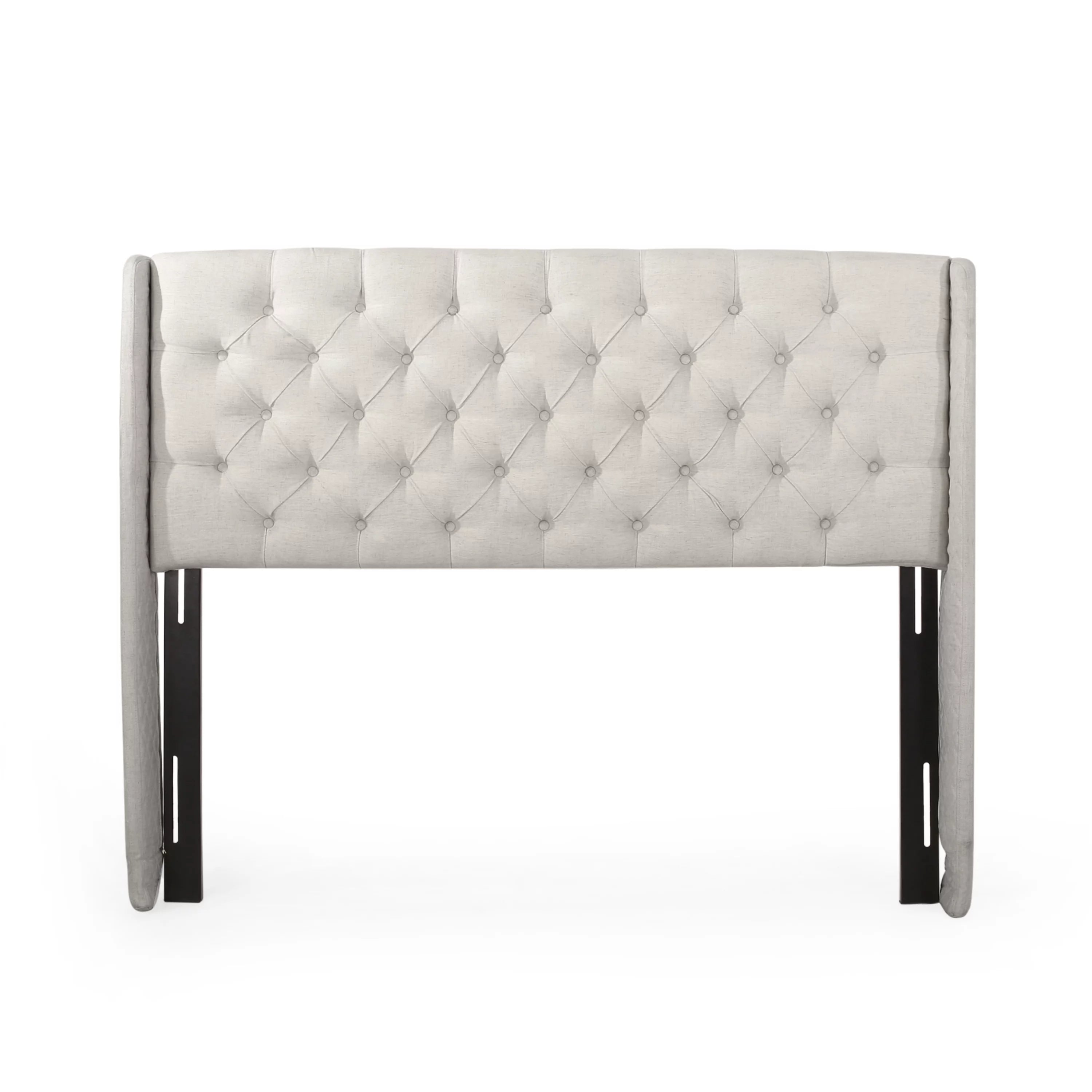 Noble House Ashley Wingback Tufted Beige Fabric Headboard T91776