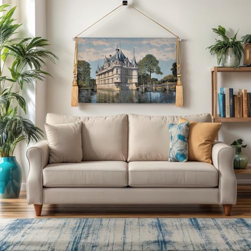 Vintage Nature Tapestry Wall Hanging with Telescopic Rod & Tassels I9744