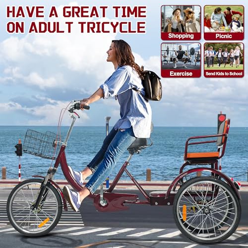MOOITZ Adult Tricycle 20 Inch 3-Wheel Low Step-Through Cruiser Bike with Baskets X437