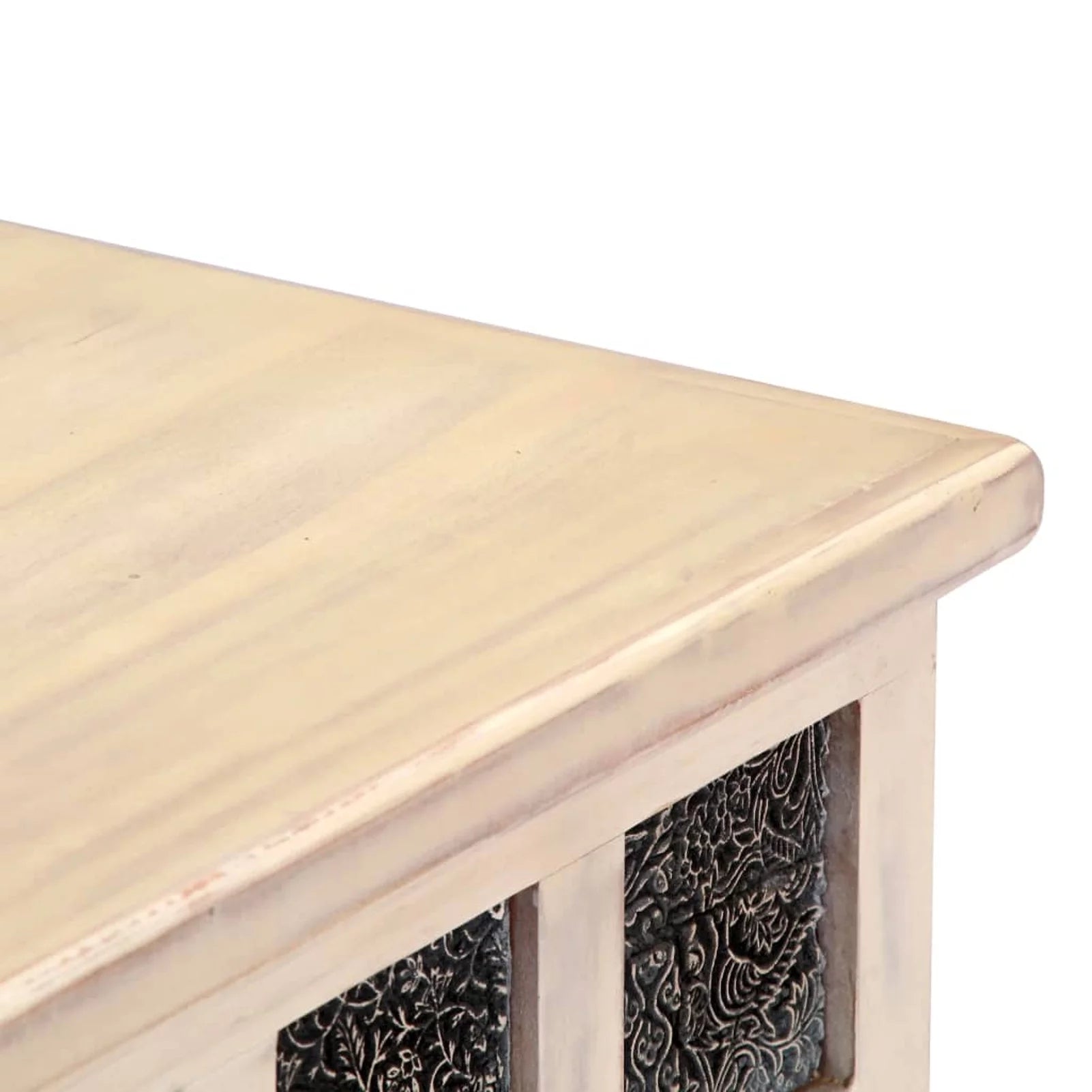 Dcenta Storage Chest Acacia Wood Blanket Box White B600041