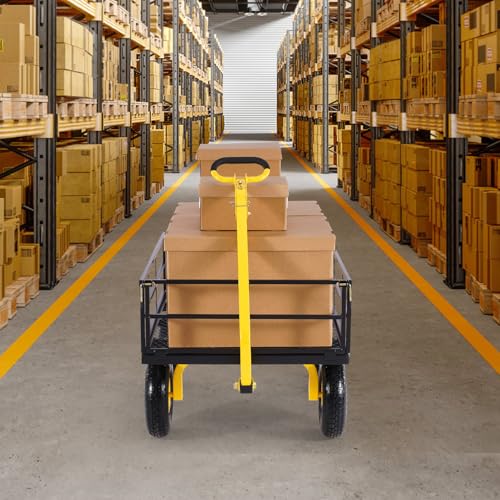 VEVOR 900 Lbs Heavy Duty Steel Garden Cart with 10" Tires and Removable Sides J262