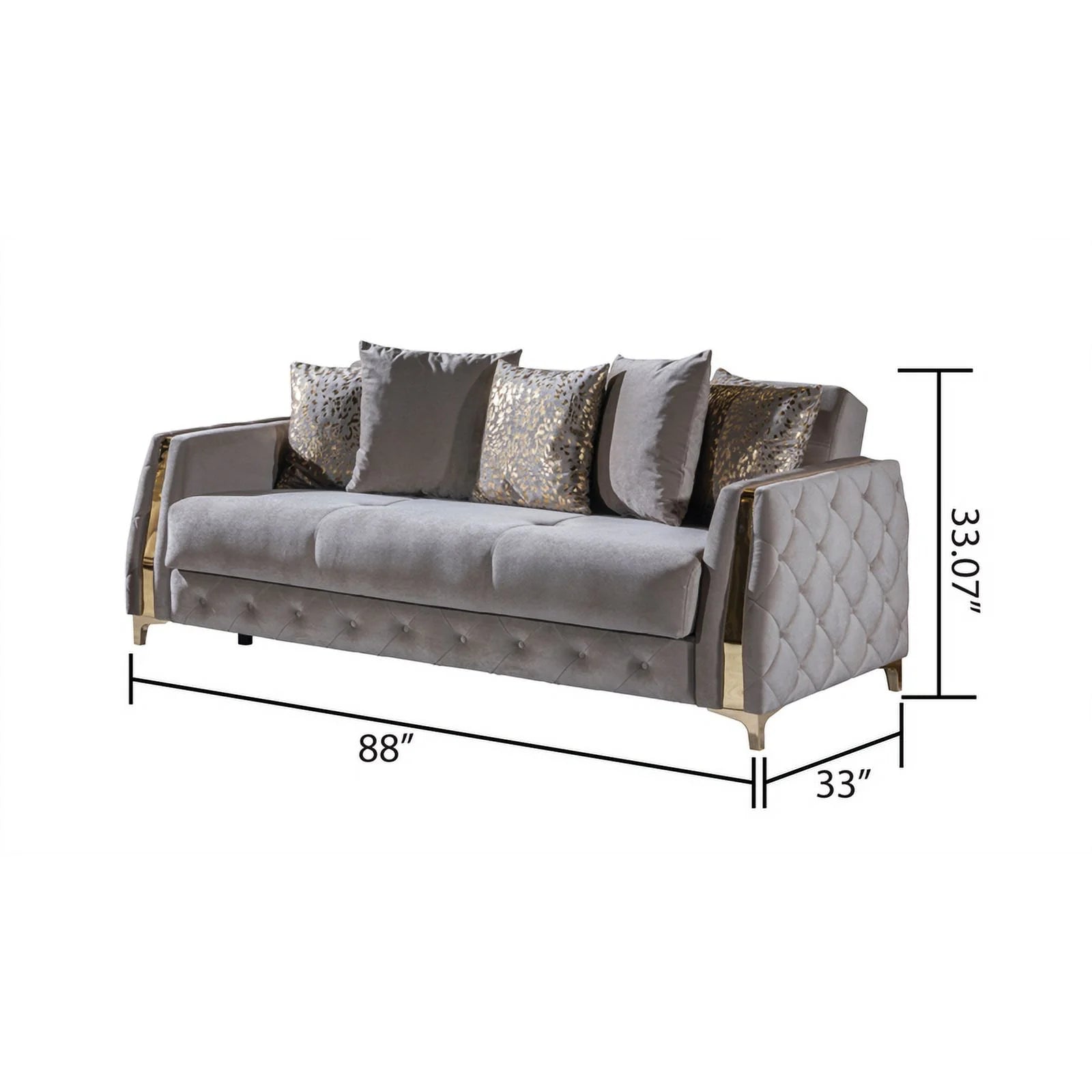 Lust Modern Sofa with Wood Frame and Under-Seat Storage, Taupe Q61227