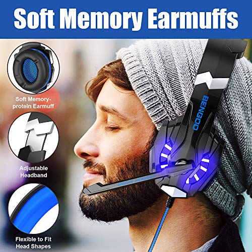BENGOO G9000 Stereo Gaming Headset for PS4 PC Xbox One PS5, Noise Cancelling Over Ear with Mic U80966