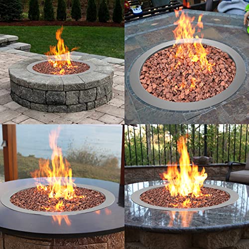 Skyflame 19 Inch Round Stainless Steel Drop in Fire Pit Pan with Burner Ring and Cover N4659