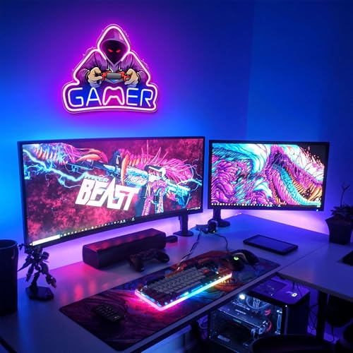 Kavaas Gaming Neon Sign Mushroom Wall Decor for Game Room, Red K6405