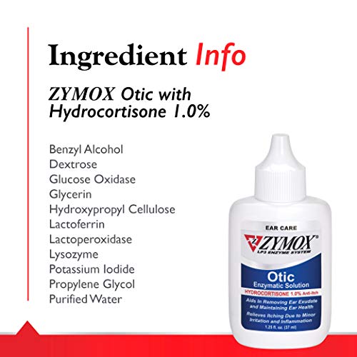 Zymox Otic Enzymatic Solution with 1% Hydrocortisone for Dogs and Cats, 1.25oz O9154