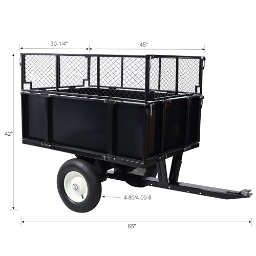 ATV Trailer Steel Dump Cart 750lbs Utility Trailer with Removable Sides B193751