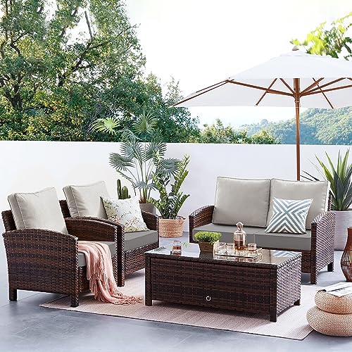 Favoyard Patio Chair Cushions 19 x 19 x 3 Inch Waterproof Outdoor Set of 2, Beige Q67095