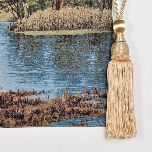Vintage Nature Tapestry Wall Hanging with Telescopic Rod & Tassels I9744