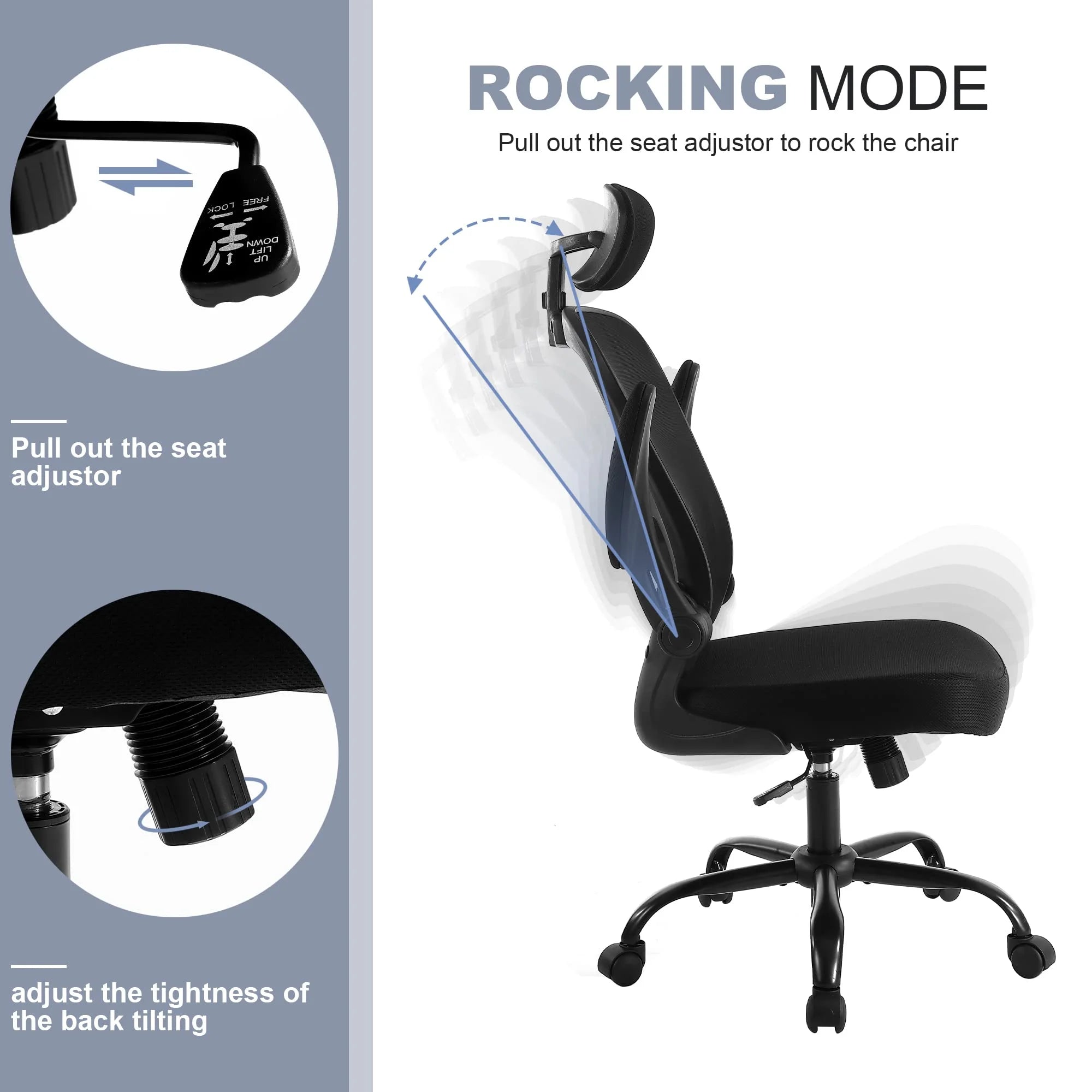 Flysky Ergonomic Mesh Office Chair with Lumbar Support, Black F6440