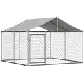 13.1x7.5x7.6 FT Outdoor Dog Kennel with Roof, Large Heavy Duty Weather Resistant Galvanized Steel Dog Cage Fence House with Lock, Anti Rust Chain Link Enclosure Pen for Backyard