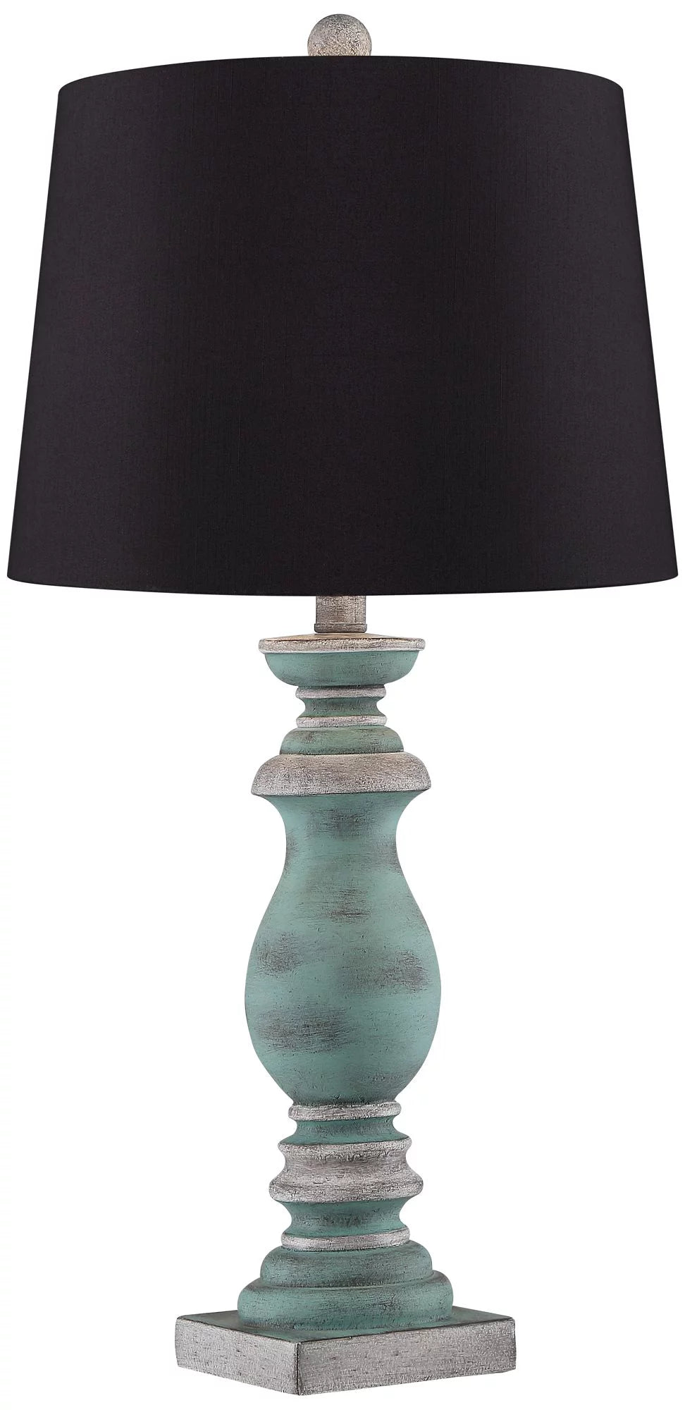 Regency Hill Patsy Country Cottage Table Lamps Set of 2, Blue Gray Washed Black, Faux Silk Drum Shade Z7718