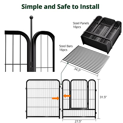 PawGiant Dog Fence Playpen for Small, Medium, Large Dogs, Indoor Outdoor Metal Pet Enclosure C167