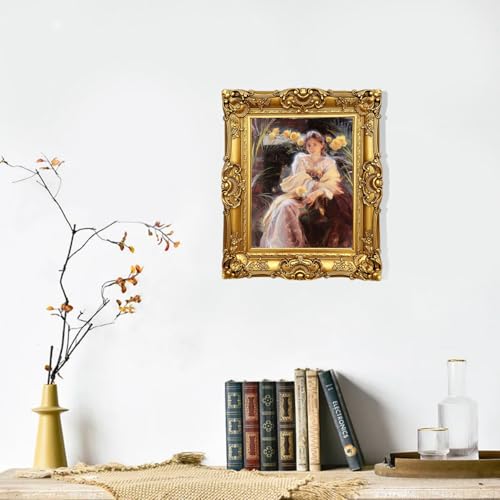 Vintage 8x10 Picture Frame Black Gothic Antique Tabletop Wall Hanging Q4235